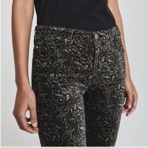 AG for Anthropologie paisley print velvet The Stevie High Waist ankle pant